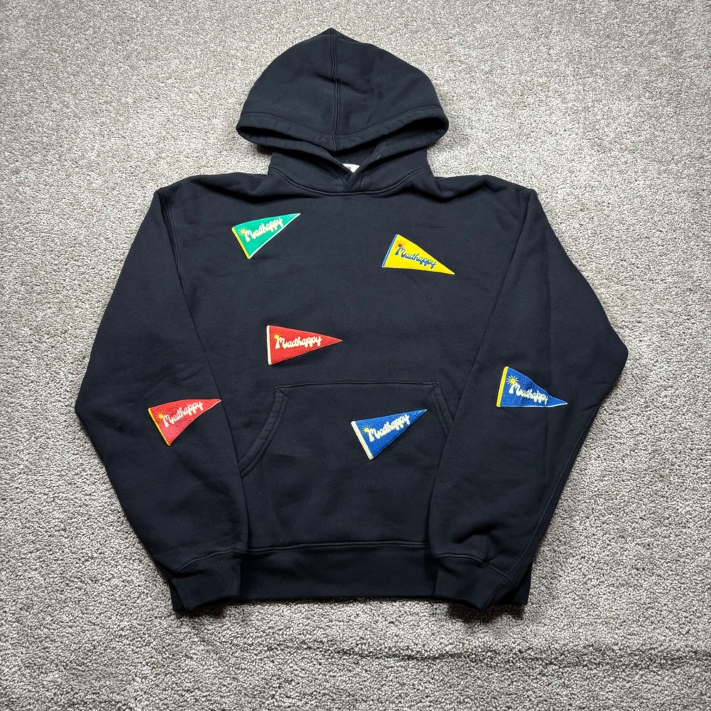 Madhappy Black Pennant Flag Patch Hoodie Sweatshirt Womens Small Made in USA